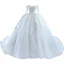 High-end White Wedding Dresses 2021 Ball Gown Off-The-Shoulder Beading Sequins Lace Flower Long Sleeve Backless Royal Train Wedding