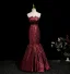 Sexy Burgundy Glitter Prom Dresses 2025 Trumpet / Mermaid Strapless Sleeveless Backless Floor-Length / Long Evening Party Formal Dresses