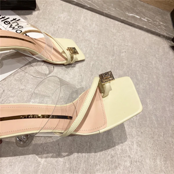 Sexy White Street Wear Rhinestone Womens Sandals 2021 6 cm Stiletto Heels Open / Peep Toe Sandals High Heels