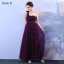 Wedding Party Dresses Bridesmaid Dresses Grape Crossed Straps Backless Bow Ankle Length Tulle Wedding Bridesmaid Fall Spring Summer Modest / Simple A-Line / Princess 2018