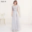 Abordable Gris Robe Demoiselle D'honneur 2018 Princesse En Dentelle Noeud Dos Nu Longueur Cheville Robe Pour Mariage
