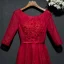 Chic / Beautiful Red Formal Dresses Evening Dresses  2017 Lace Flower Sequins Scoop Neck 1/2 Sleeves Ankle Length A-Line / Princess