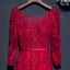 Chic / Beautiful Red Formal Dresses Evening Dresses  2017 Lace Flower Sequins Pearl 3/4 Sleeve V-Neck Ankle Length A-Line / Princess