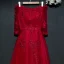 Chic / Beautiful Red Formal Dresses Evening Dresses  2017 Lace Flower Sequins Off-The-Shoulder 1/2 Sleeves Ankle Length A-Line / Princess