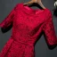 Chic / Belle Rouge Robe De Ceremonie 2017 En Dentelle Fleur Encolure Dégagée 1/2 Manches Longueur Cheville Princesse Robe De Soirée