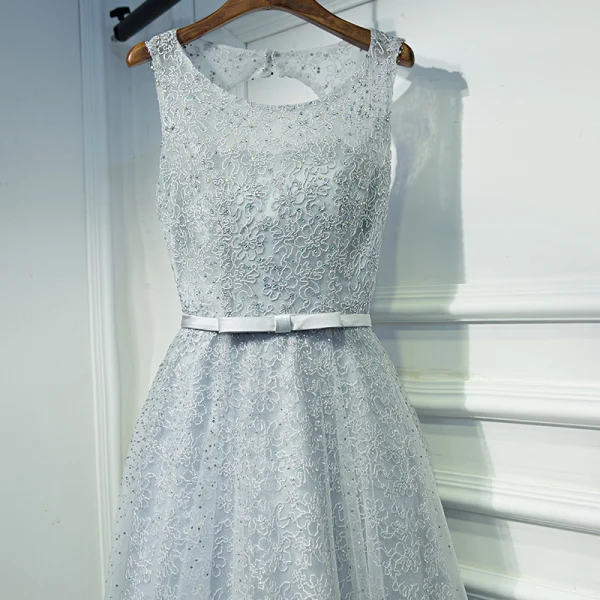 Simple Marron Robe Pour Mariage 2017 Dentelle Fleur Paillettes Sans Manches Longueur Cheville Empire Robe Demoiselle D'honneur