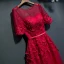 Chic / Beautiful Red Formal Dresses 2017 Lace Flower Strappy 1/2 Sleeves Ankle Length Empire Evening Dresses