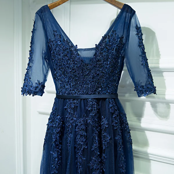 blue dress for baby girl Simple Navy Blue A-Line Princess Bridesmaid Dresses Backless Long Wedding  Party Dresses BRK010 main image 1