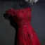 Chic / Beautiful Red Formal Dresses Evening Dresses  2017 Lace Flower Strappy Sequins Square Neckline Short Sleeve Empire