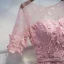 Lovely Candy Pink Formal Dresses 2017 Lace Flower Strappy Scoop Neck 1/2 Sleeves Tea-length A-Line / Princess Prom Dresses