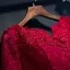 Chic / Belle Rouge Robe De Ceremonie 2017 Princesse En Dentelle Fleur Perlage Encolure Dégagée 1/2 Manches Longueur Cheville Robe De Soirée