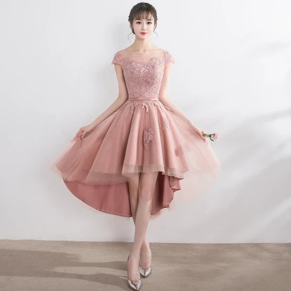Lovely Graduation Dresses 2017 A-Line / Princess Lace Flower Strappy Scoop Neck Short Sleeve Backless Formal Dresses