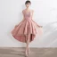 Lovely Graduation Dresses 2017 A-Line / Princess Lace Flower Strappy Scoop Neck Short Sleeve Backless Formal Dresses