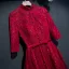 Chic / Belle Rouge Robe De Ceremonie Robe De Soirée 2017 En Dentelle Fleur Noeud Paillettes Col Haut 1/2 Manches Longueur Cheville Princesse