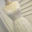 Elegant White Formal Dresses 2017 A-Line / Princess Lace Flower Pearl Strappy Sequins Short Sleeve Floor-Length / Long Prom Dresses