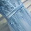 Elegant Sky Blue Bridesmaid Dresses 2017 A-Line / Princess Lace Flower Beading Backless V-Neck Sleeveless Ankle Length Wedding Party Dresses