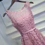 Modest / Simple Candy Pink Bridesmaid Dresses 2017 A-Line / Princess Lace Flower Beading Scoop Neck Sleeveless Short Wedding Party Dresses
