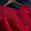Chic / Belle Rouge Robe De Ceremonie 2017 Fleur Dentelle Perlage 3/4 Manches Longue Princesse Robe De Soirée