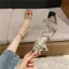 Sexy Beige Evening Party Rhinestone Womens Sandals 2021 6 cm Stiletto Heels Open / Peep Toe Sandals High Heels