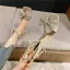 Charmant Rosa Abend Sandalen Damen 2021 Knöchelriemen Strass Schleife 5 cm Stilettos Peeptoes Sandaletten Hochhackige