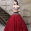Sparkly Burgundy Prom Dresses 2018 Ball Gown Beading Rhinestone Sequins Off-The-Shoulder Backless Sleeveless Floor-Length / Long Formal Dresses