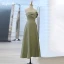 Modest / Simple Sage Green Bridesmaid Dresses 2021 A-Line / Princess Off-The-Shoulder Short Sleeve Floor-Length / Long Bridesmaid Wedding Party Dresses