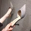 Charmant Champagne Vêtement de rue Paillettes Sandales Femme 2021 8 cm Talons Aiguilles À Bout Pointu Sandales Talons Hauts