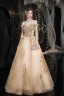 Charmant Doré Robe De Bal 2021 Princesse De l'épaule Perlage Paillettes En Dentelle Fleur Sans Manches Dos Nu Longue Promo Robe De Ceremonie
