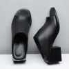 Modest / Simple Black Womens Sandals 2017 Mid Heels Thick Heels Open / Peep Toe Sandals