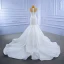 High-end White Wedding Dresses 2021 Trumpet / Mermaid Scoop Neck Crystal Rhinestone Cap Sleeves Cathedral Train Wedding