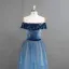 Modern / Fashion Navy Blue Evening Dresses  2018 A-Line / Princess Star Suede Bow Scoop Neck Short Sleeve Floor-Length / Long Formal Dresses