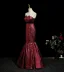 Sexy Burgundy Glitter Prom Dresses 2025 Trumpet / Mermaid Strapless Sleeveless Backless Floor-Length / Long Evening Party Formal Dresses