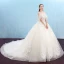 Elegant Ivory Wedding Dresses 2018 Ball Gown Beading Sequins Crystal Lace Flower Scoop Neck Backless Sleeveless Cathedral Train Wedding