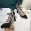 Simple Noire Promo Cuir Escarpins 2021 11 cm Talons Aiguilles À Bout Pointu Escarpins Talons Hauts