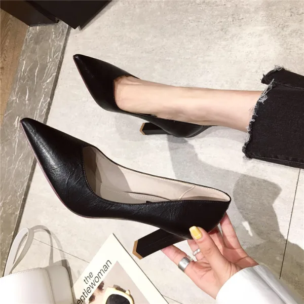 Simple Noire Bureau OL Escarpins Talons Hauts 2021 9 cm Talons Aiguilles À Bout Pointu Escarpins