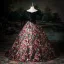 Vintage / Retro Black Check Prom Dresses 2025 Ball Gown Off-The-Shoulder Short Sleeve Backless Floor-Length / Long Prom Formal Dresses