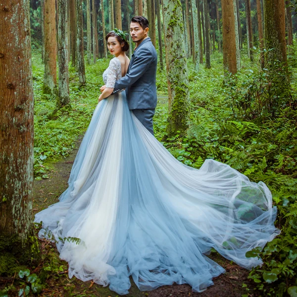 Chic / Belle Robe De Bal 2017 1/2 Manches Perlage Volants Tulle Ceinture Dos Nu Chapel Train Robe De Ceremonie