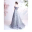 Vintage / Retro Grey Prom Dresses 2021 A-Line / Princess Off-The-Shoulder Beading Crystal Sequins Sleeveless Backless Floor-Length / Long Prom Formal Dresses