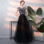 Elegant Black Prom Dresses 2018 A-Line / Princess Embroidered Scoop Neck Sleeveless Floor-Length / Long Formal Dresses