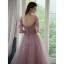 Piękne Ciemny Róż Rhinestone Cekiny Sukienki Na Bal 2021 Princessa Wycięciem Bufiasta Kótkie Rękawy Bez Pleców Długie Bal Sukienki Wizytowe