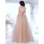 Charming Dusky Pink Prom Dresses 2021 A-Line / Princess Strapless Beading Pearl Sleeveless Backless Floor-Length / Long Prom Formal Dresses