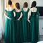Simple Vert Foncé Robe Demoiselle D'honneur 2018 Princesse Noeud Sans Manches Dos Nu Longue Robe Pour Mariage