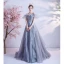 Moderne / Mode Bleu Ciel Volants en Cascade Robe De Bal Bretelles croisées 2021 Princesse De l'épaule Perlage Cristal Perle Faux Diamant Manches Courtes Dos Nu Longue Promo Robe De Ceremonie