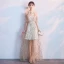 Sexy Champagne Evening Dresses  2018 A-Line / Princess Glitter Sequins Scoop Neck Strapless Sleeveless Floor-Length / Long Formal Dresses