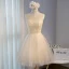 Chic / Beautiful Grey Summer Homecoming Graduation Dresses 2018 A-Line / Princess Beading Pearl Sash Scoop Neck Backless Sleeveless Short Formal Dresses