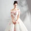Chic / Beautiful White Wedding Dresses 2018 Ball Gown Appliques Lace Embroidered Pearl Off-The-Shoulder Backless Sleeveless Chapel Train Wedding
