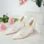 Elegant White Lace Flower Wedding Shoes 2021 Leather Bow 6 cm Stiletto Heels Pointed Toe Wedding Pumps High Heels