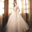Élégant Champagne Robe De Mariée 2018 Robe Boule Perlage Perle Faux Diamant Paillettes Bustier Dos Nu Sans Manches Longue Mariage