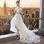 Moderne / Mode Haute Basse Blanche Robe De Mariée 2018 Princesse Appliques En Dentelle De l'épaule Dos Nu Sans Manches Tribunal Train Mariage