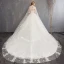 Charming White Wedding Dresses 2018 Ball Gown Lace Appliques Beading Crystal Pearl High Neck Sleeveless Backless Watteau Train Wedding